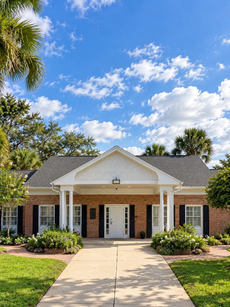 View of the front of the NSBGC clubhouse